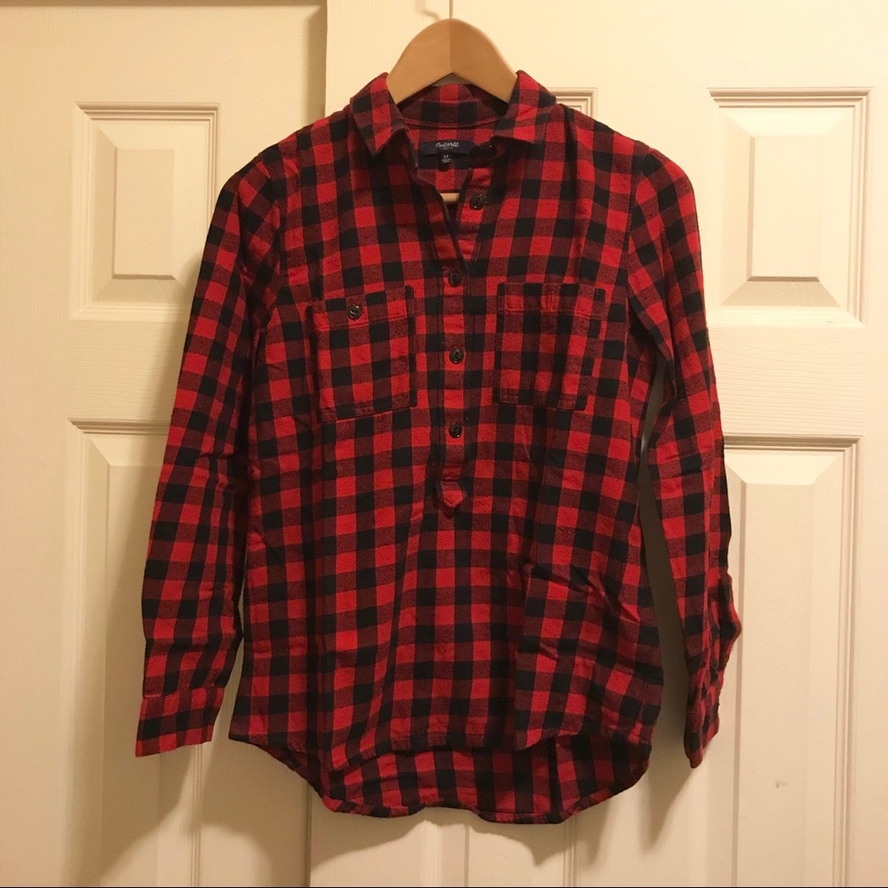 Madewell Buffalo Check Plaid Flannel Red XXS XS